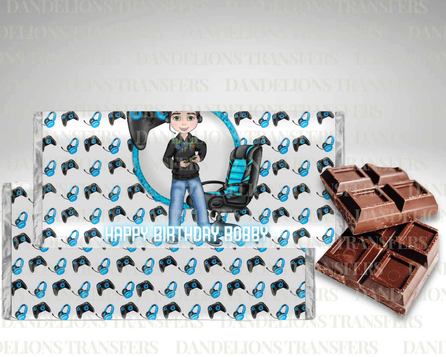 Blue gamer boy birthday Chocolate Wrapper