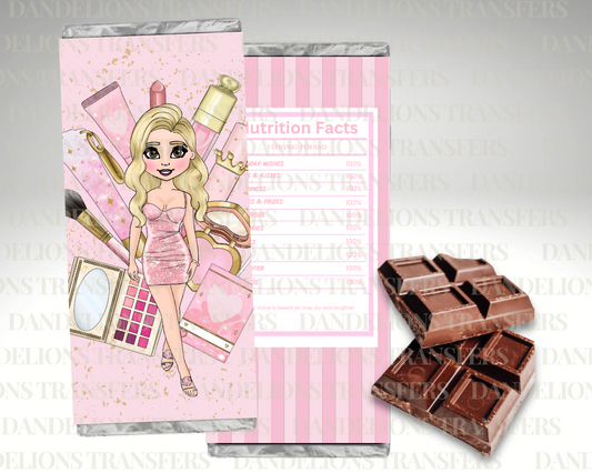 Pink Make up Dolly Chocolate Wrapper