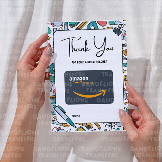 Teacher 10 A5 Scratch card/ Gift card holder