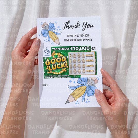 Teacher 9 A5 Scratch card/ Gift card holder