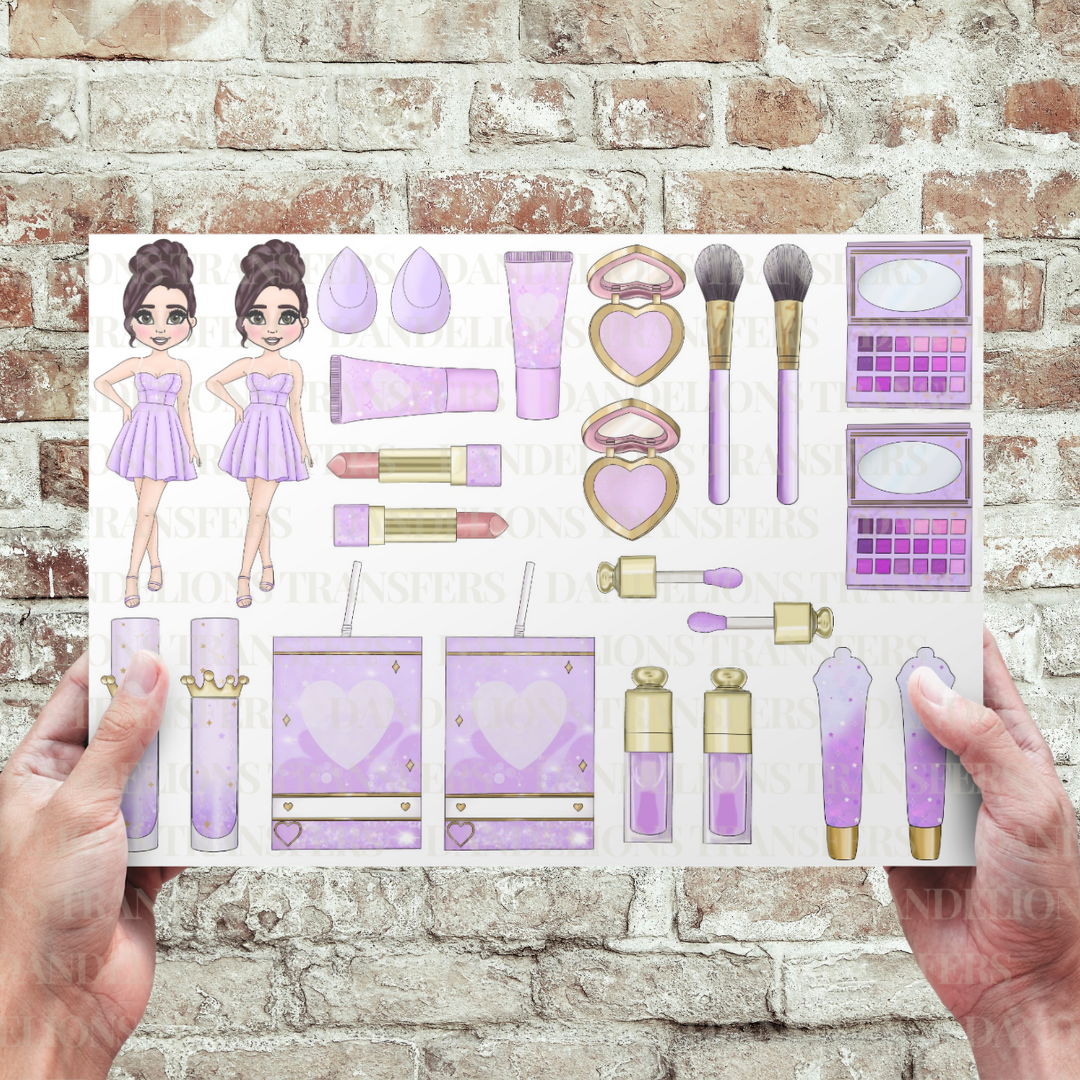 Lilac Glitter Make Up Dolly Uv Sheet