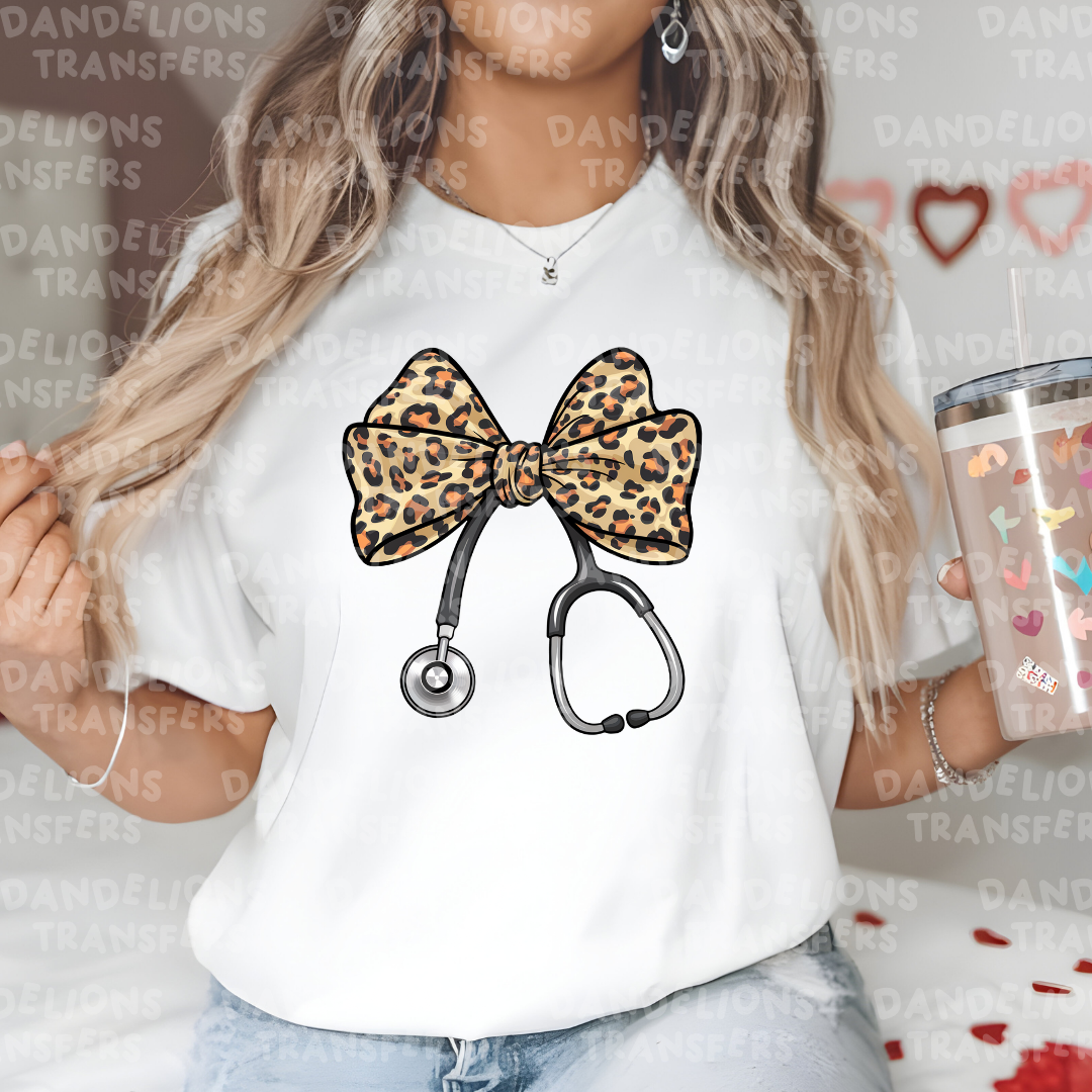 Leopard Print Nurse Bow