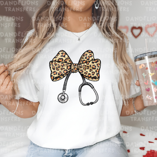 Leopard Print Nurse Bow
