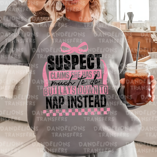 Suspects Claims Nap Instead