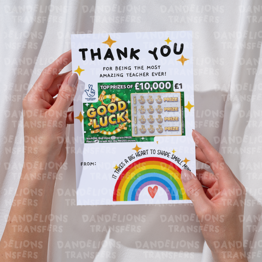 Teacher 7 A5 Scratch card/ Gift card holder