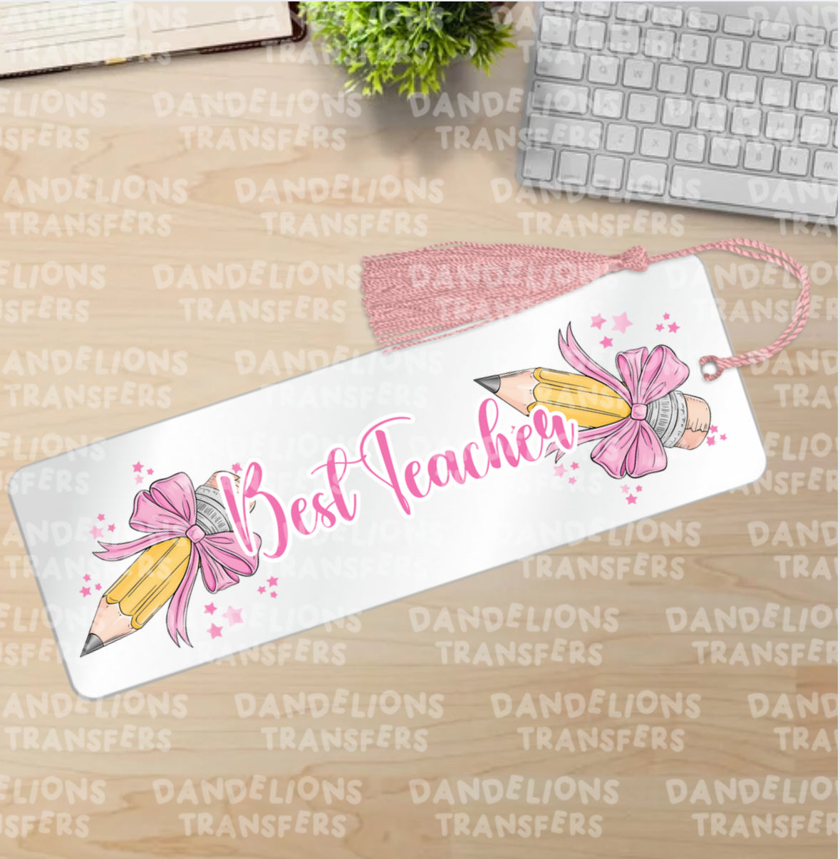 Teacher pink pencil bookmark Uvdtf