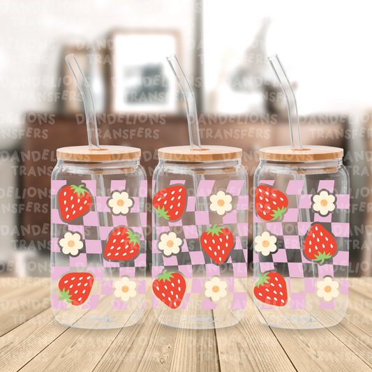 Checked Strawberries  UVDTF 16oz wrap