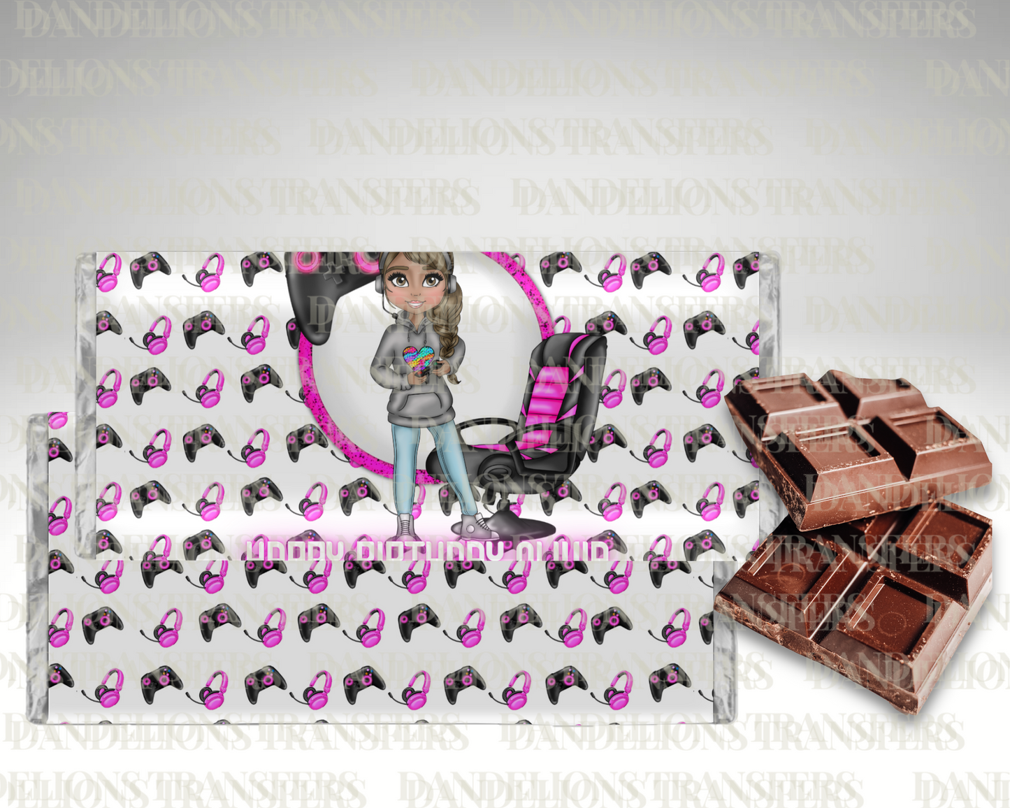 Pink Gamer girl birthday Chocolate Wrapper
