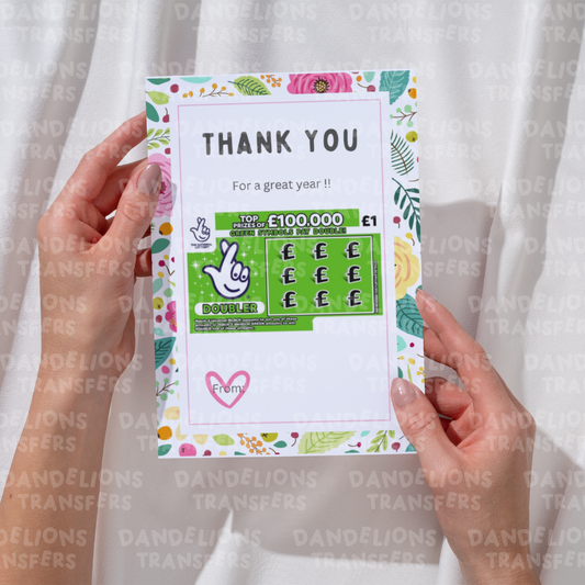 Teacher 3 A5 Scratch card/ Gift card holder