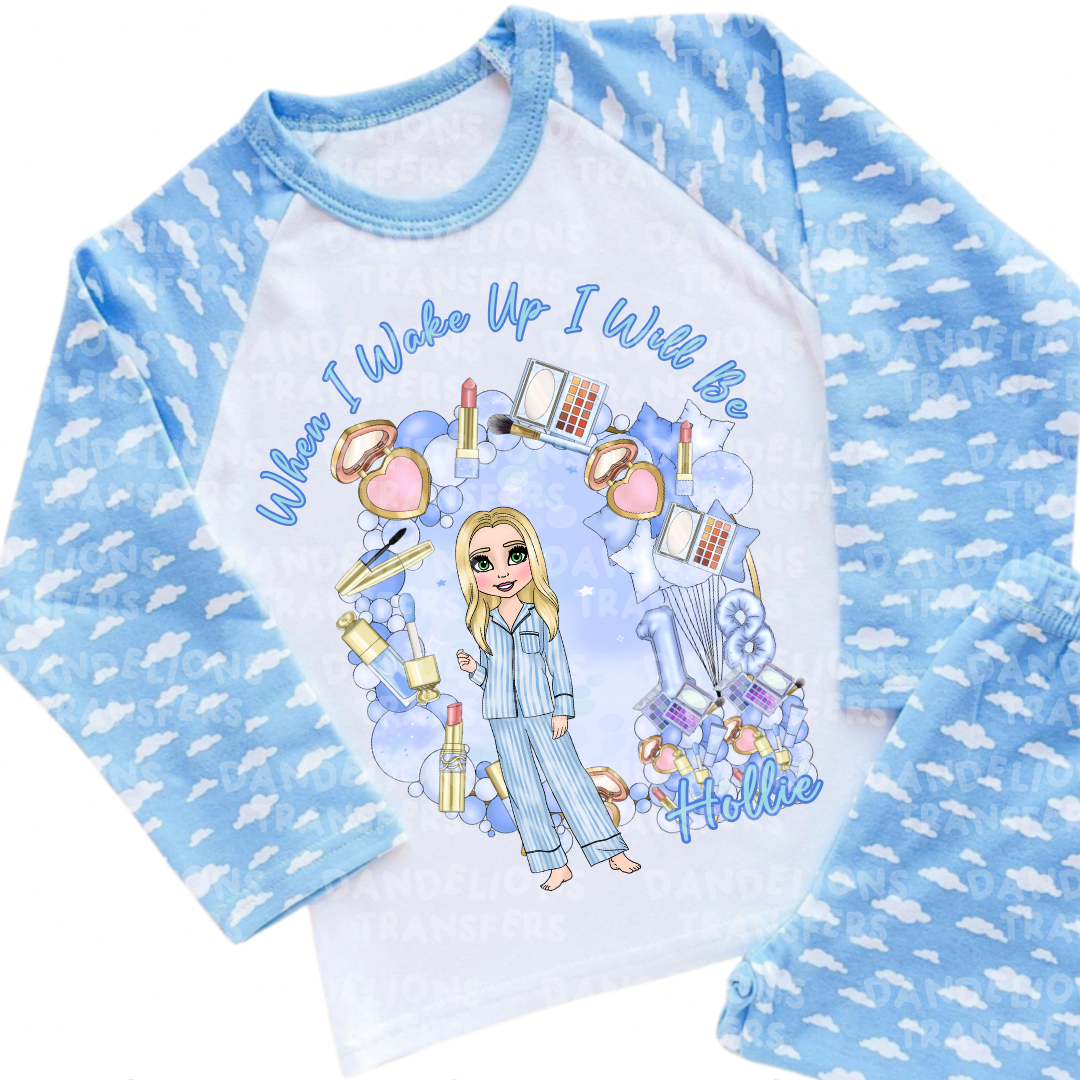 When I Wake Up Make Up Pyjamas Blue