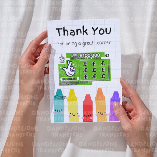 Teacher 2 A5 Scratch card/ Gift card holder
