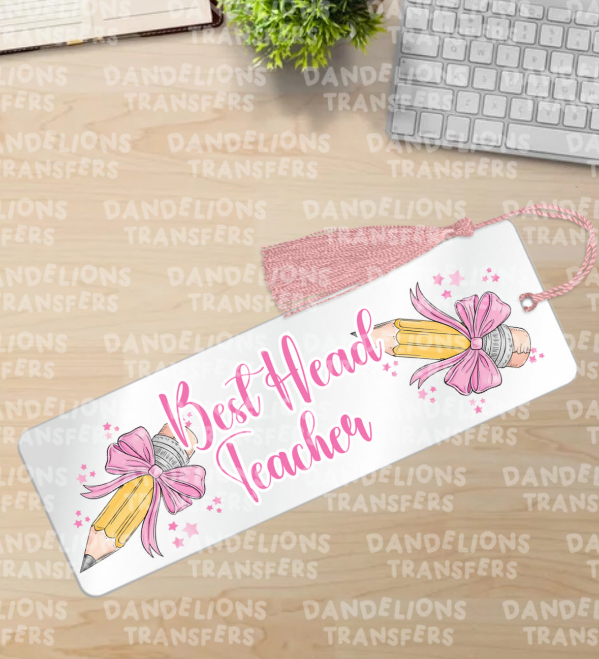 Teacher pink pencil bookmark Uvdtf