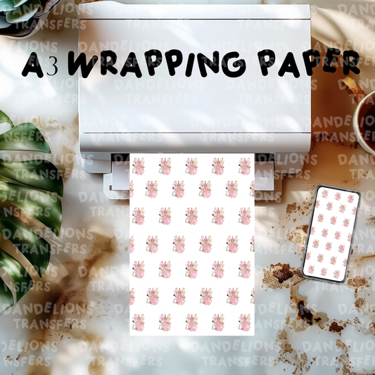 Pink Make Up Dolly A3 Wrapping Paper