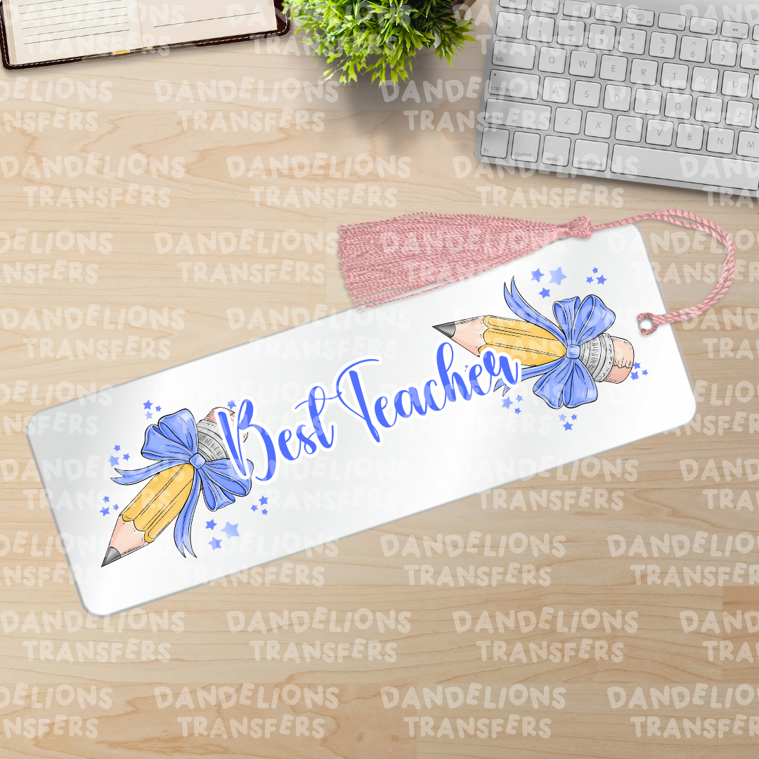 Teacher blue pencil bookmark Uvdtf